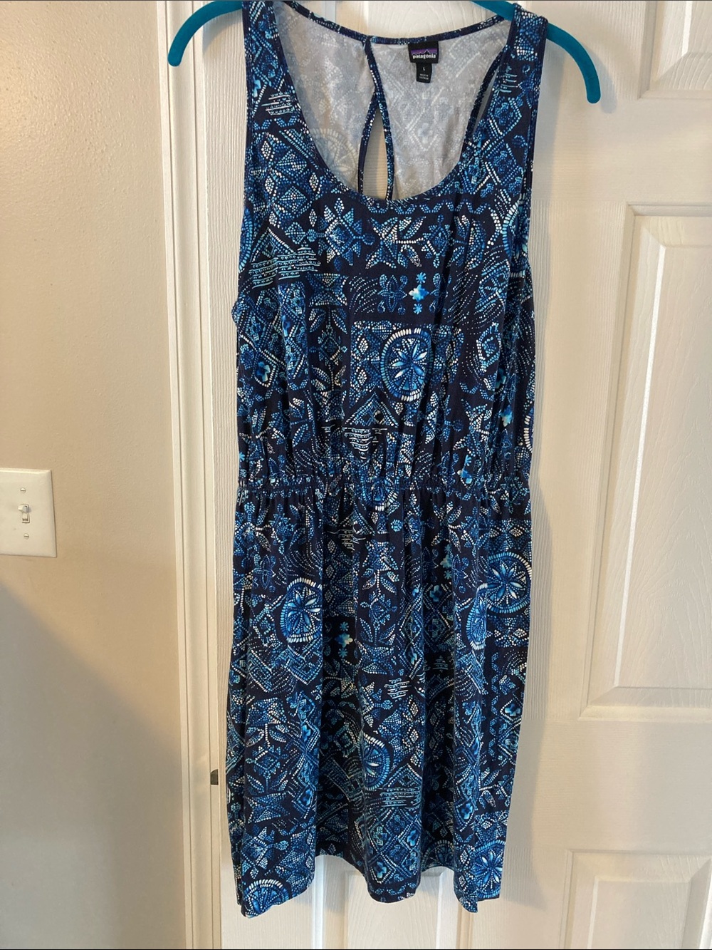 Patagonia Navy and Blue Patterned Midi Dress